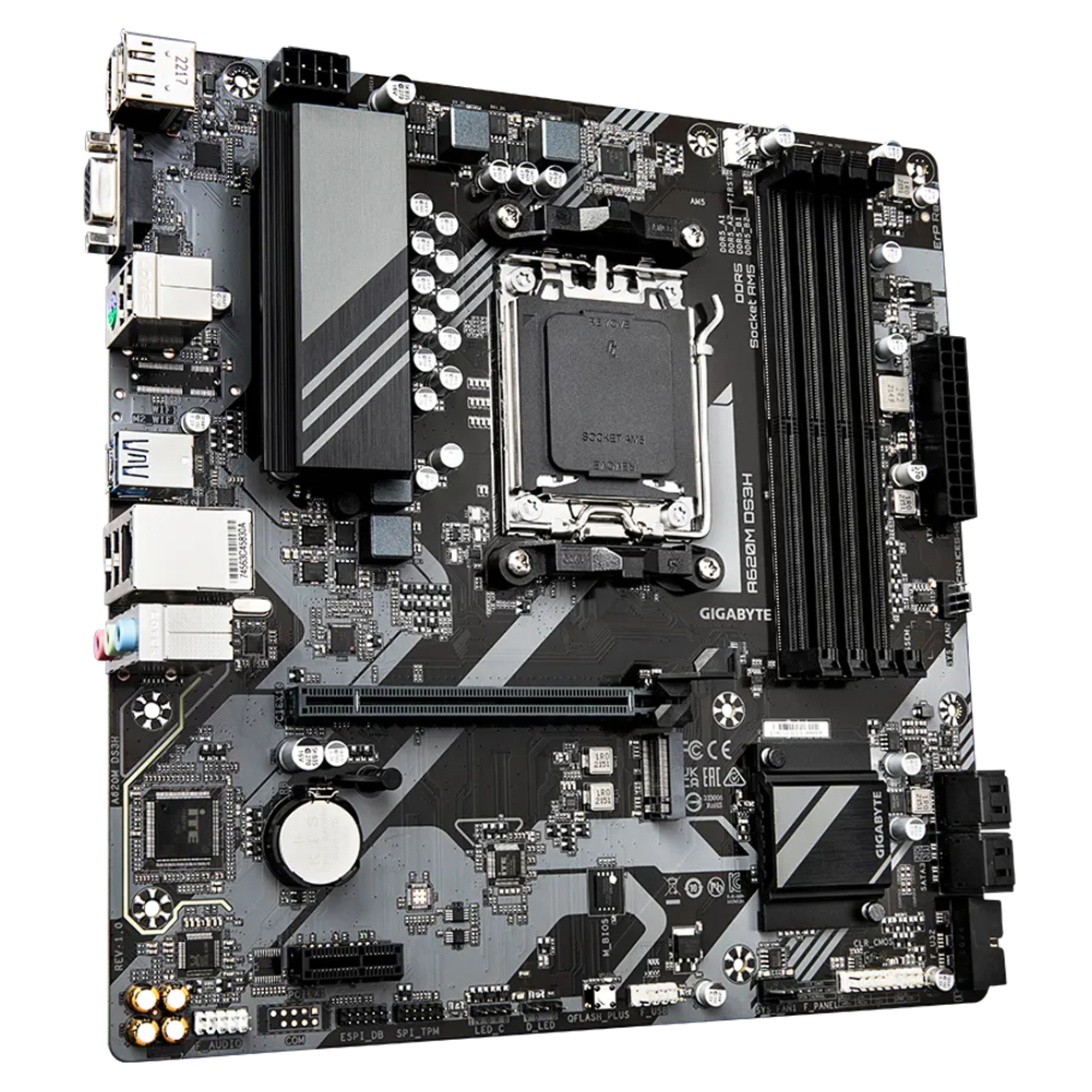 GIGABYTE A620M DS3H 8000MHz(OC) DDR5 Soket AM5 M.2 HDMI DP D-Sub mATX Anakart