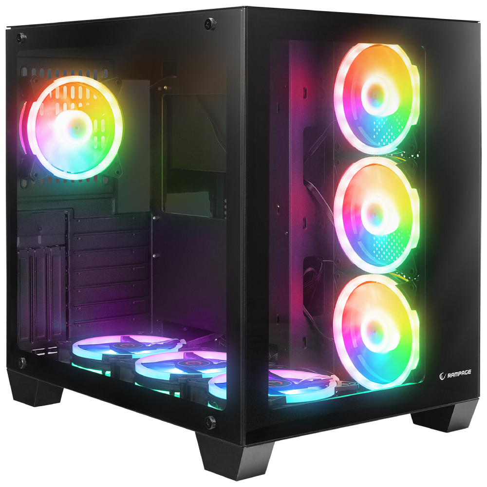 Rampage ICEWAVE ARGB USB3.0 Tempered Glass Siyah Mid Tower Gaming Kasa görsel 1
