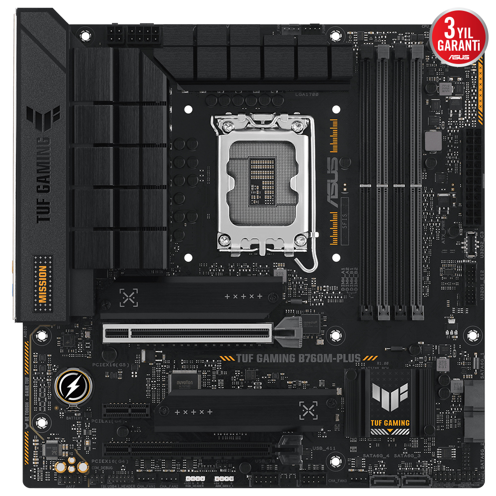 ASUS TUF GAMING B760M-PLUS 7200MHz OC DDR5 Soket 1700 M.2 HDMI DP mATX Anakart