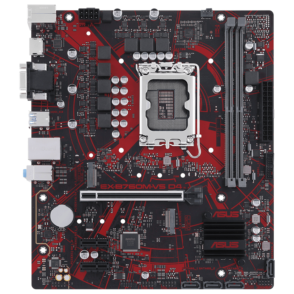 ASUS EX-B760M-V5 D4-CSM 5333MHz(OC) DDR4 Soket 1700 M.2 HDMI DP mATX Anakart görsel 1