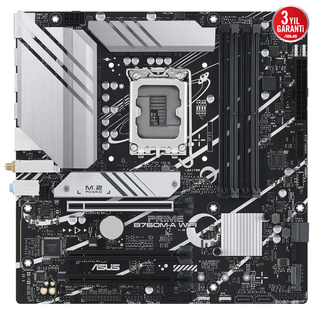 ASUS PRIME B760M-A WIFI 6600MHz(OC) DDR5 Soket 1700 M.2 HDMI DP mATX Anakart