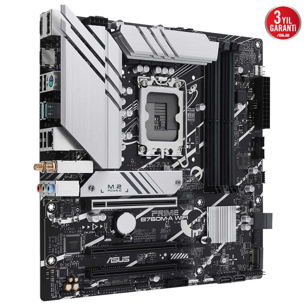 ASUS PRIME B760M-A WIFI 6600MHz(OC) DDR5 Soket 1700 M.2 HDMI DP mATX Anakart