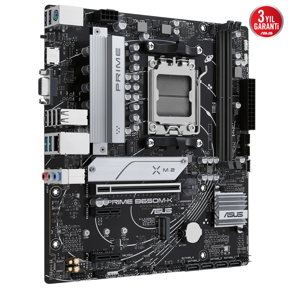 ASUS PRIME B650M-K 6400MHz OC DDR5 Soket AM5 M.2 HDMI VGA mATX Anakart