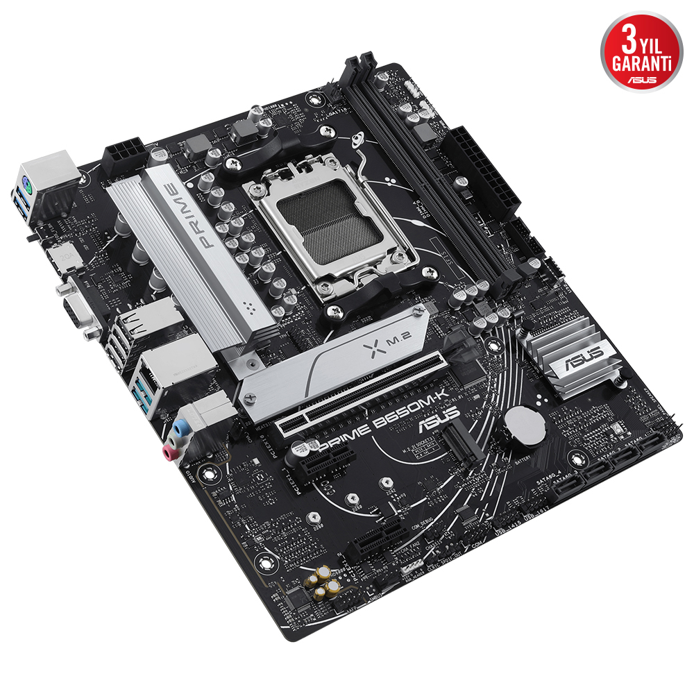 ASUS PRIME B650M-K 6400MHz OC DDR5 Soket AM5 M.2 HDMI VGA mATX Anakart
