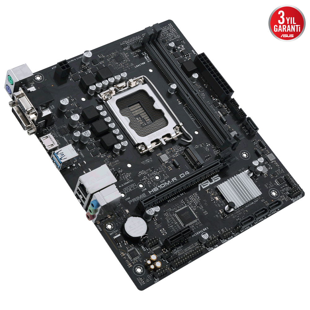 ASUS PRIME H610M-R D4 3200MHz DDR4 Soket 1700 M.2 HDMI D-Sub DVI-D mATX Anakart