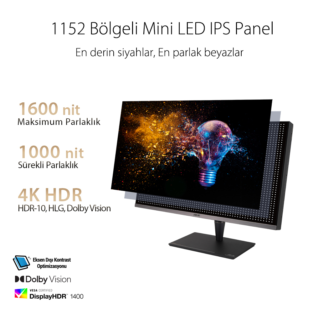 ASUS 32" ProArt Display PA32UCG 120Hz 5ms DP 3xHDMI HDR IPS UHD Profesyonel Adaptive-Sync Monitör