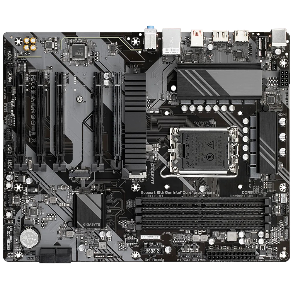 GIGABYTE B760 DS3H 7600MHz(OC) DDR5 Soket 1700 M.2 HDMI DP ATX Anakart