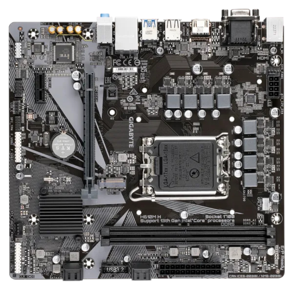 GIGABYTE H610M H 5600MHz DDR5 Soket 1700 M.2 USB 3.2 HDMI D-Sub mATX Anakart