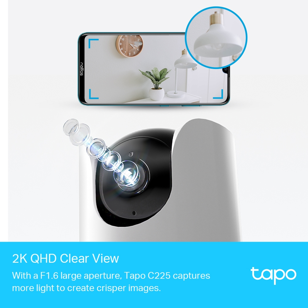 TP-LINK TAPO C225 Yatay/Dikey Hareketli Yapay Zekalı Wi-Fi Güvenlik Kamerası