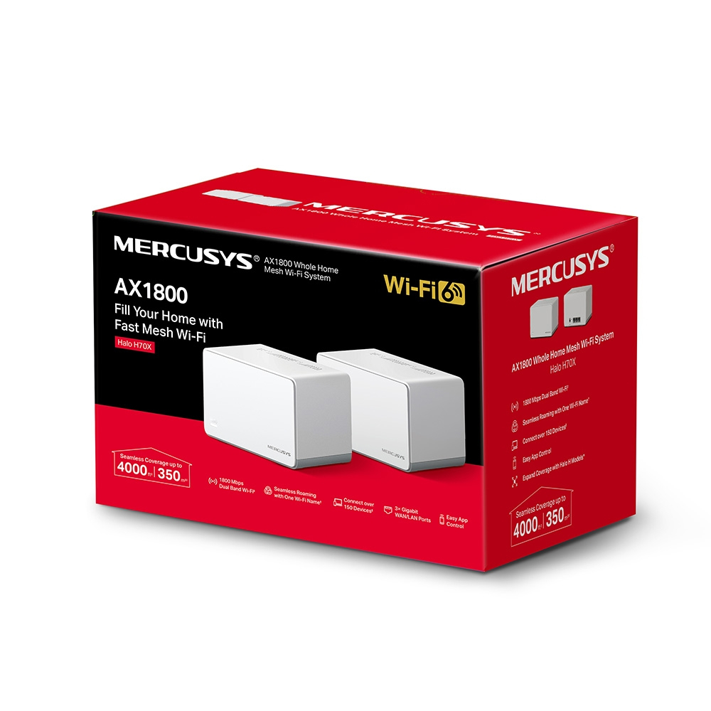 Mercusys HALO H70X AX1800 Tüm Ev Mesh WiFi 6 Wi-Fi Mesh Sistem (2'li)