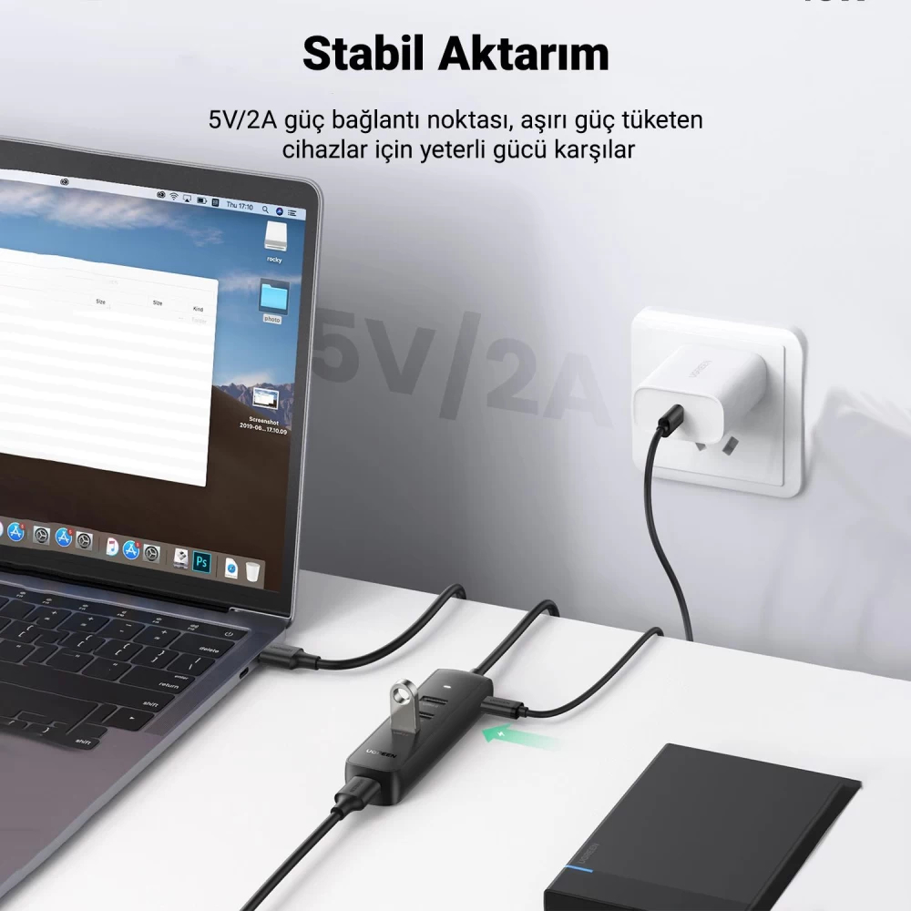 UGREEN 4 Portlu USB 3.0 25 cm Çoklayıcı HUB Adaptör