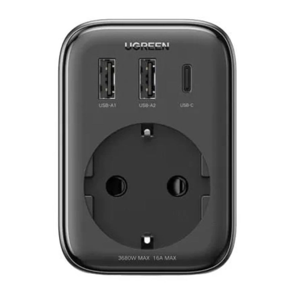 UGREEN 30W GaN Hızlı Şarj Cihazı 2XUSB ve Type-C Akım Korumalı Duvar Prizi