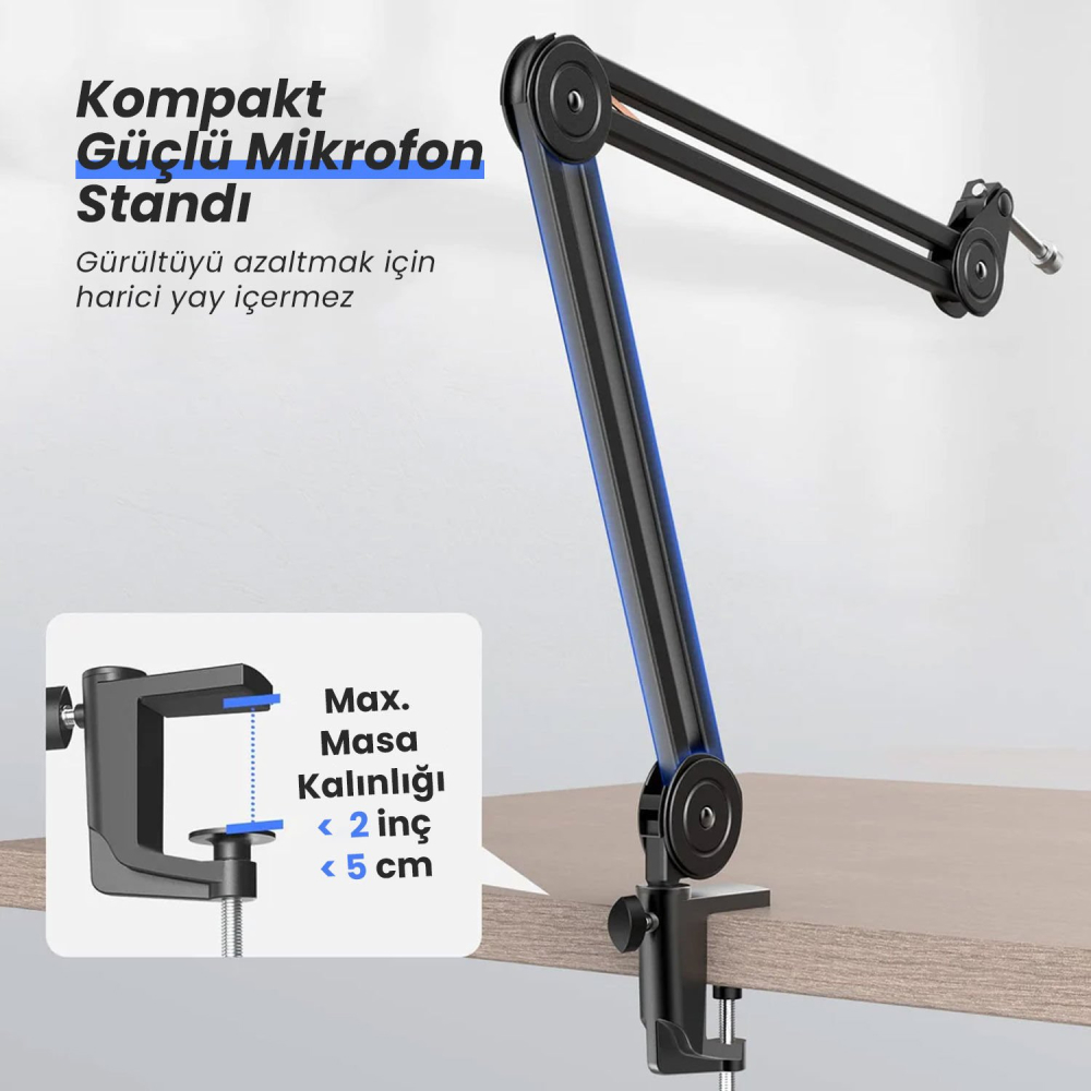 Fifine BM63W Masaüstü Ayaklıklı Beyaz Mikrofon Standı