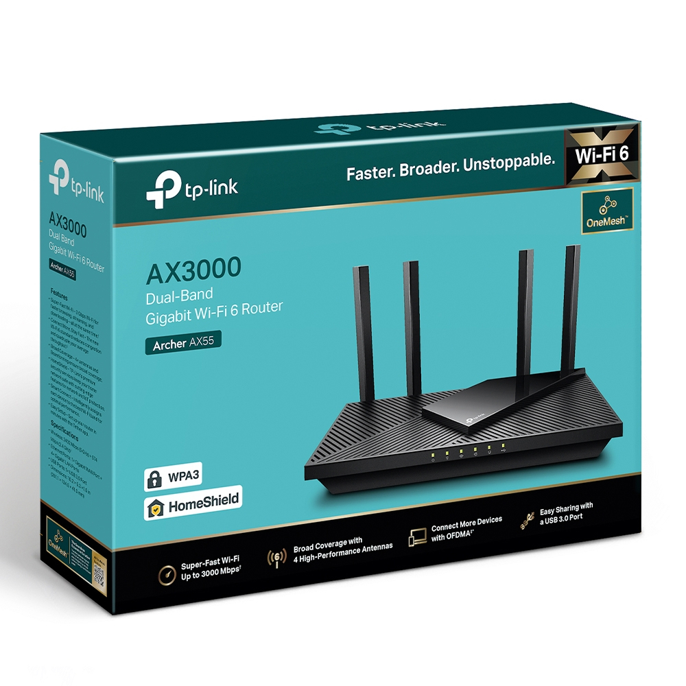 TP-LINK Archer AX55 AX3000 Çift Bant Gigabit Wi-Fi 6 Router