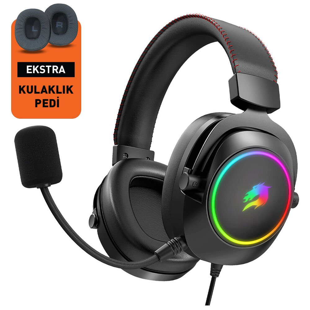 GameBooster H44 RGB USB 7.1 Siyah Profesyonel Kablolu Gaming Kulaklık