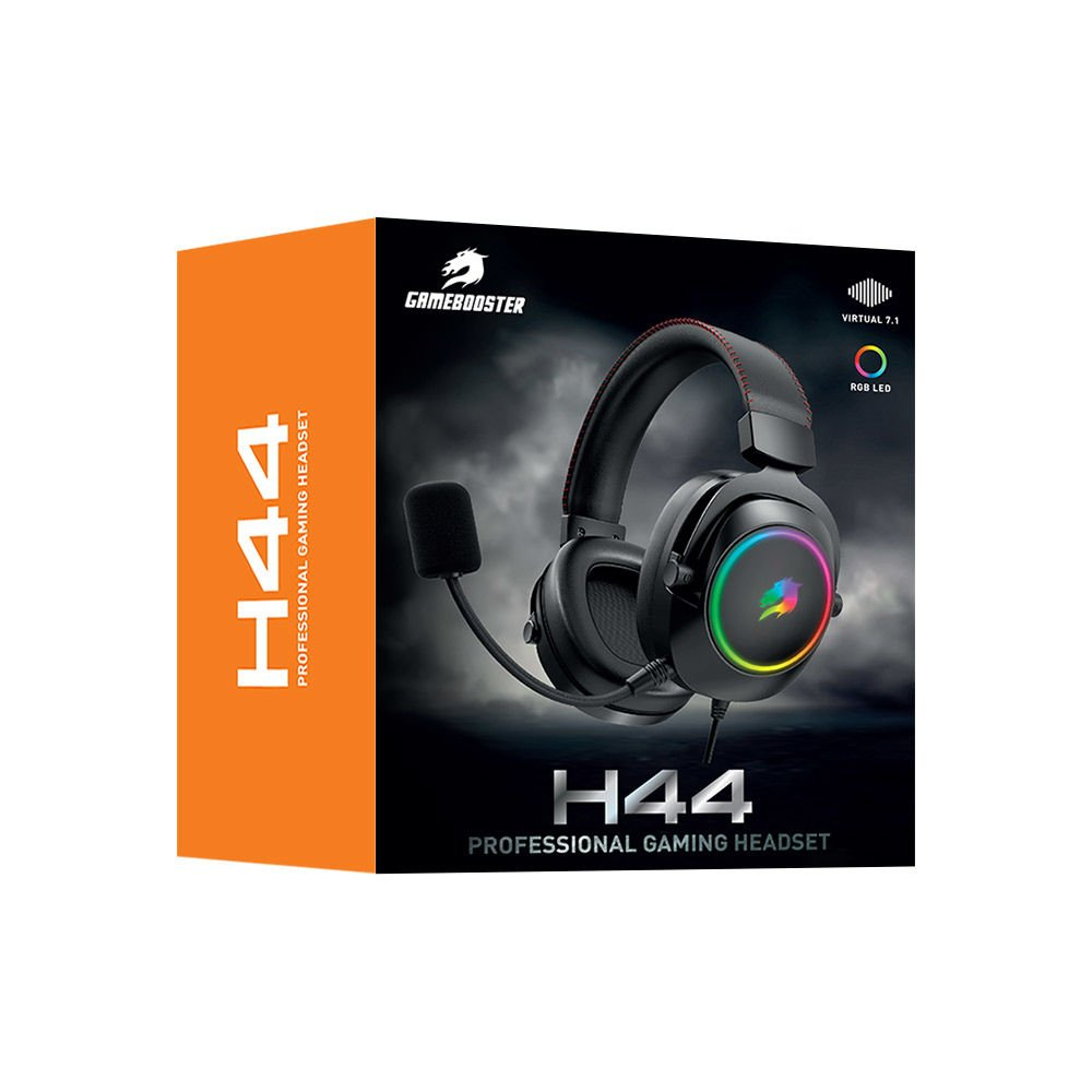 GameBooster H44 RGB USB 7.1 Siyah Profesyonel Kablolu Gaming Kulaklık
