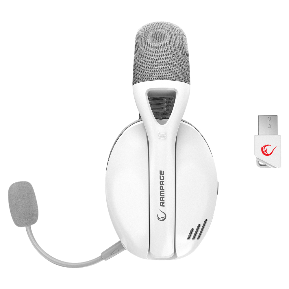 Rampage Crack H11 Beyaz/Gri Wireless 2.4G+ Bluetooth Mikrofonlu Oyuncu Kulaklığı