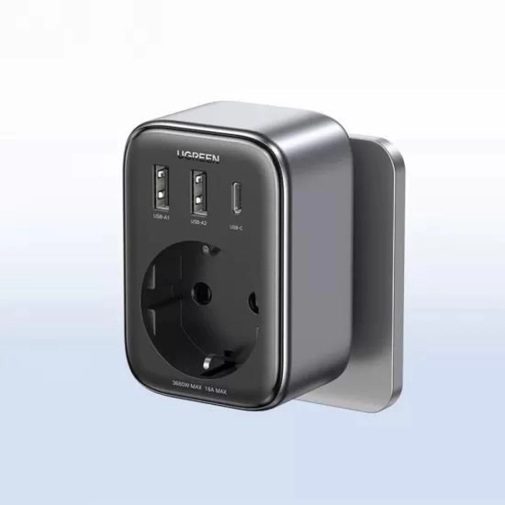 UGREEN 30W GaN Hızlı Şarj Cihazı 2XUSB ve Type-C Akım Korumalı Duvar Prizi