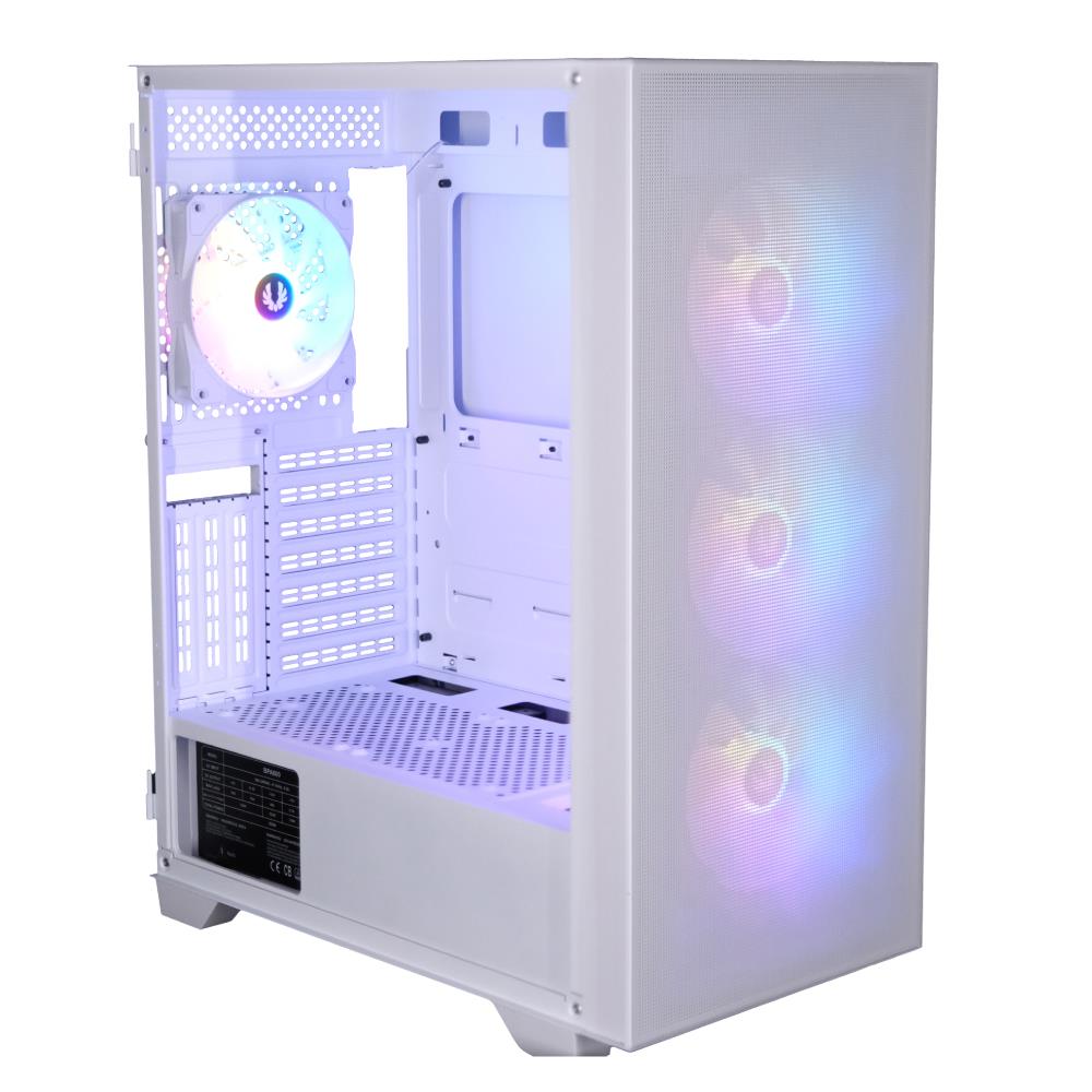 BitFenix FLOW 600W 80+ Bronze Tempered Glass USB 3.0 Mesh FRGB+ ATX Beyaz Kasa görsel 1