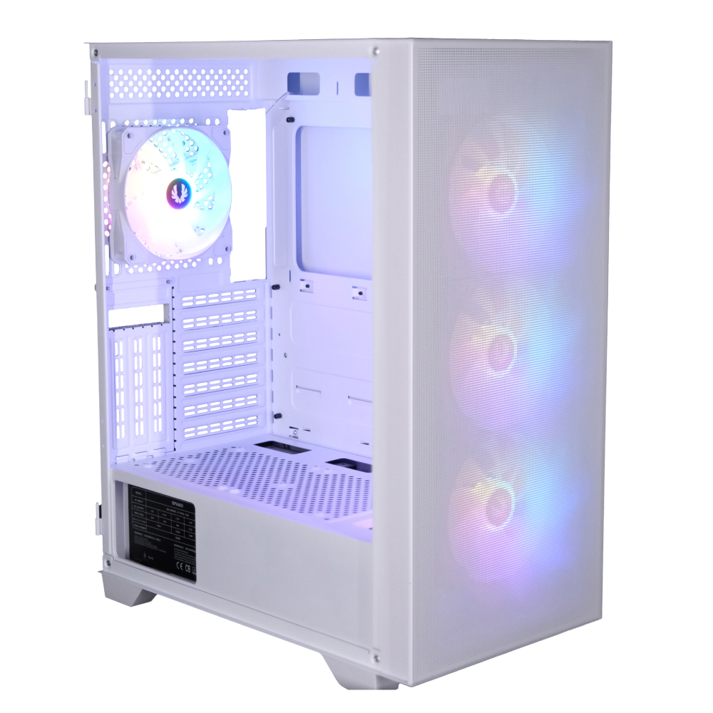 BitFenix FLOW 600W 80+ Tempered Glass USB 3.0 Mesh FRGB ATX Beyaz Kasa görsel 1