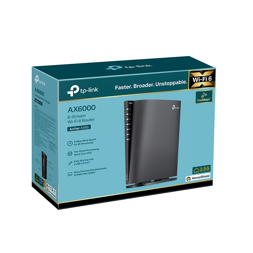 TP-LINK Archer AX80 AX6000 2.5G Portlu 8-Akışlı Wi-Fi 6 Router