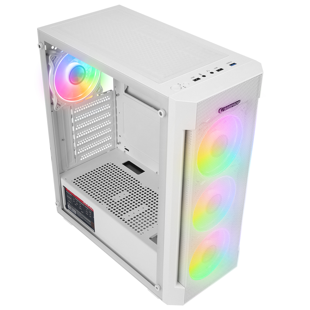 Rampage VIGILANT Mesh 650W 80+ BRONZE Temperli Camlı RGB Fan Beyaz ATX Mid Tower Gaming Kasa