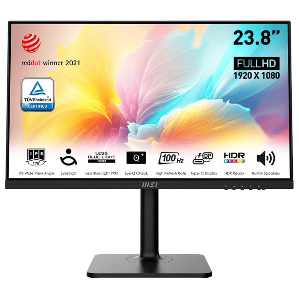 MSI MODERN MD2412P 23.8" 100Hz 1ms HDMI Type-C Adaptive-Sync Pivot HDR FHD IPS Monitör