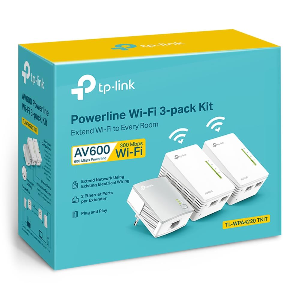 TP-LINK 300Mbps AV600 Powerline Evrensel Wi-Fi Menzil Genişletici 3'lü Ağ Kiti