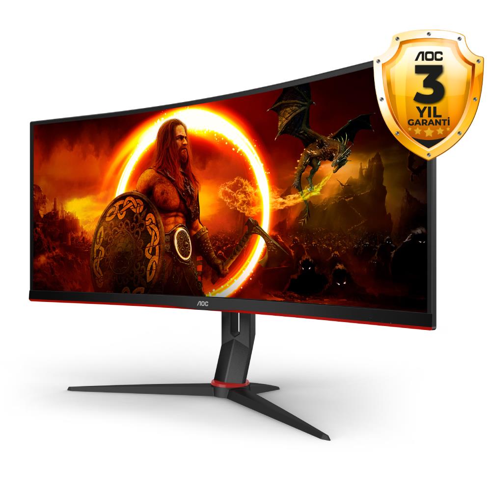 AOC CU34G2XP 34" 180Hz 1ms HDMI DP USB 3.2 Type-C Freesync Premium HDR400 WQHD VA Curved 1500R Gaming Monitör