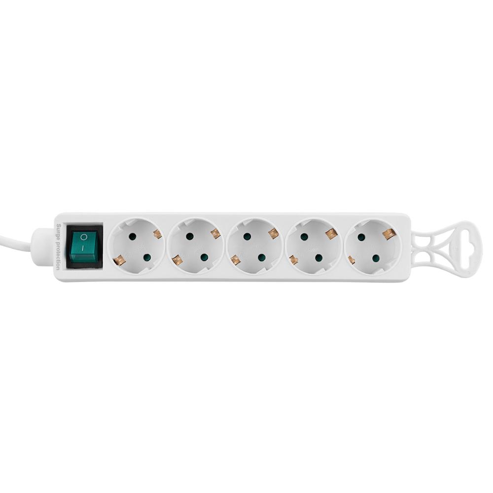 S-link SPG-F05 1.5m 306 Joule Euro Soket  Tam Bakır 5'li Akım Korumalı Beyaz Priz Çoklayıcı
