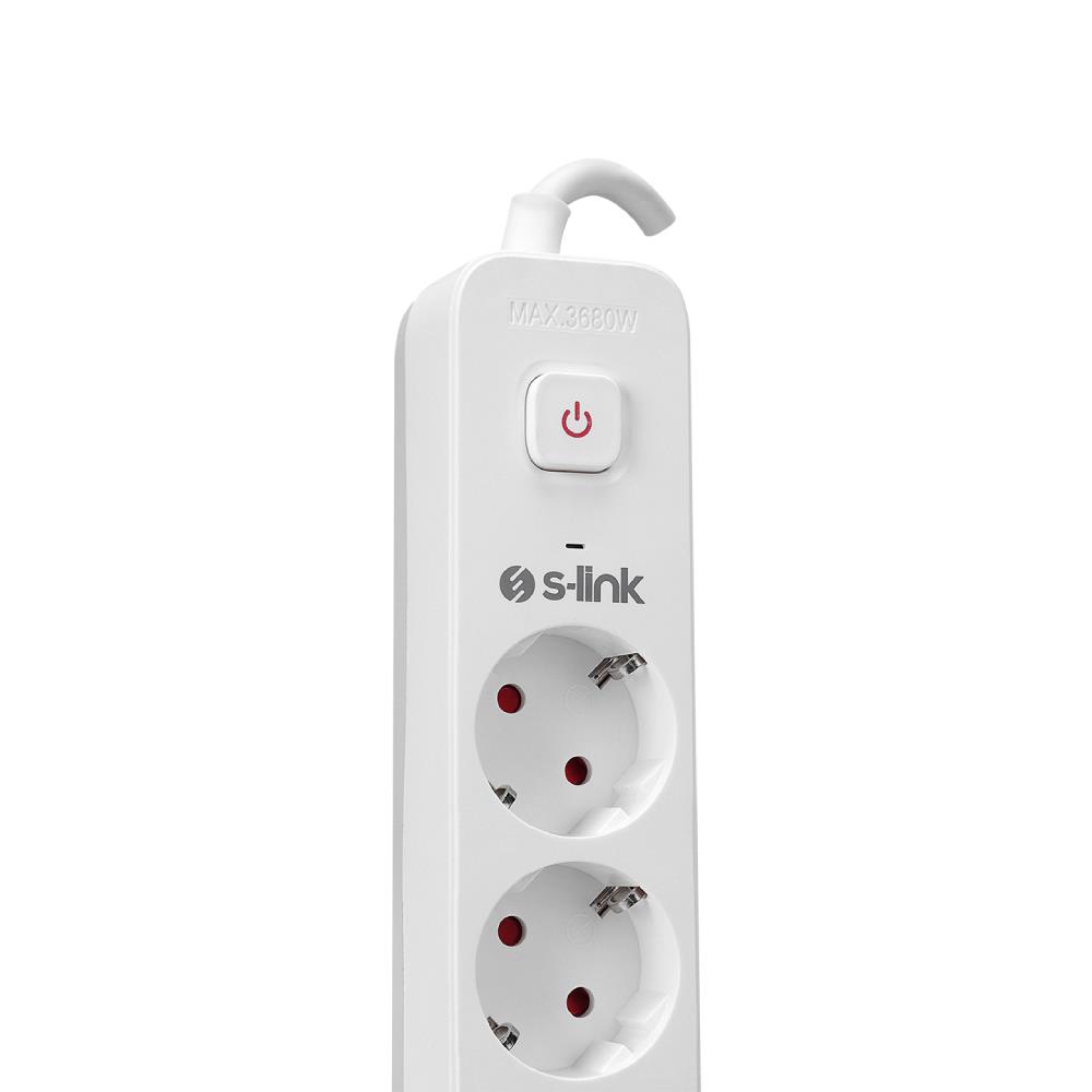 S-link SPG501S 1.5m 1.5mm Bakır 750 Joule 5li Anahtarlı Akım Korumalı Priz