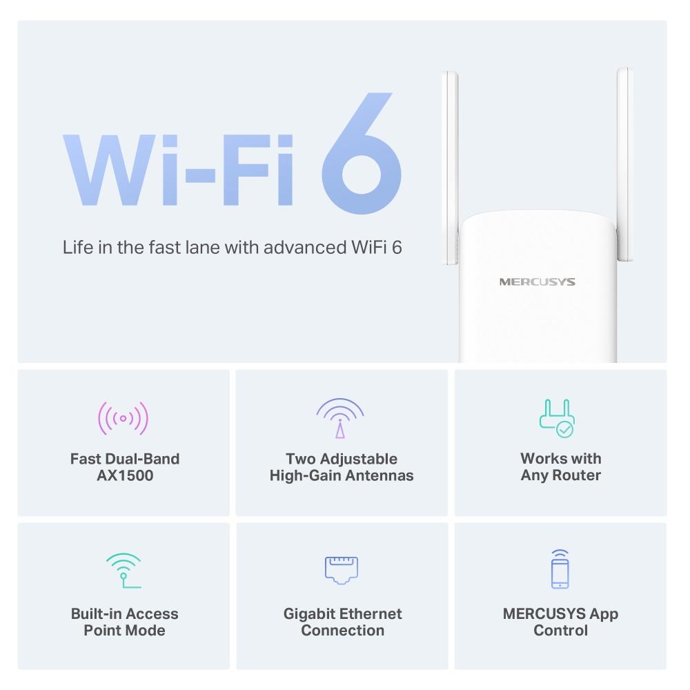 MERCUSYS ME60X | AX1500 Wi-Fi 6 Menzil Genişletici