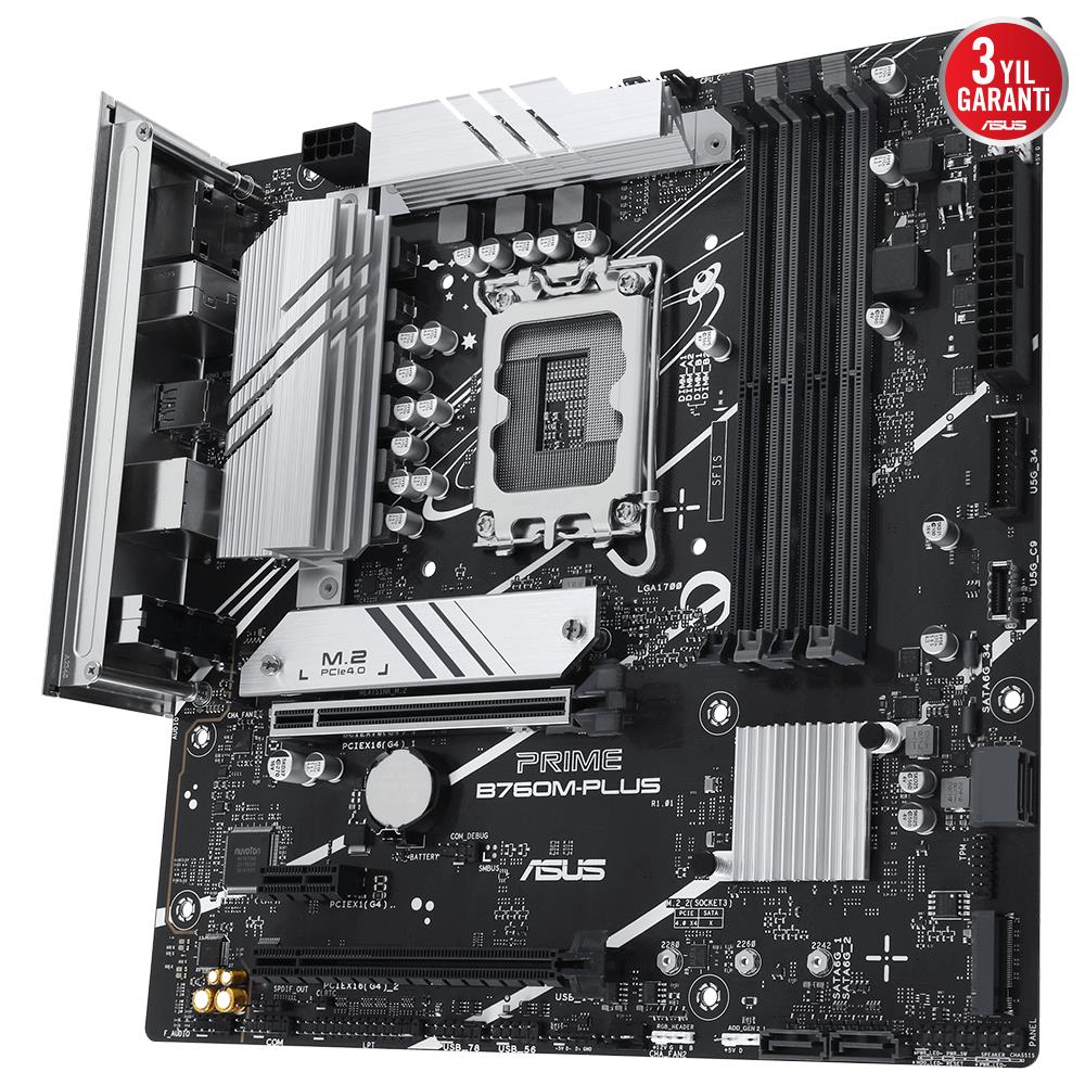 ASUS PRIME B760M-PLUS 7200MHz OC DDR5 Soket 1700 M.2 HDMI DP mATX Anakart