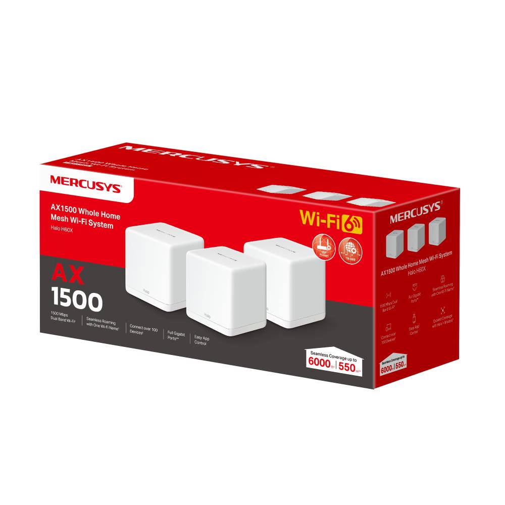 Mercusys Halo H60X AX1500 Tüm Ev WiFi 6 Mesh Sistem (3lü Paket)
