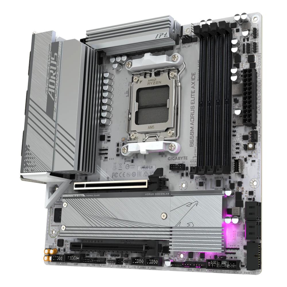 GIGABYTE B650M AORUS ELITE AX ICE 8000MHz(OC) DDR5 Soket AM5 M.2 HDMI DP mATX Anakart