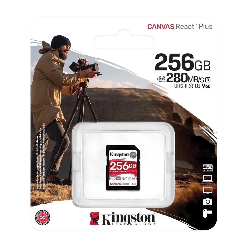 Kingston 256GB SDXC Canvas React Plus SDXC UHS-II 280R U3 V60 SD Hafıza Kartı