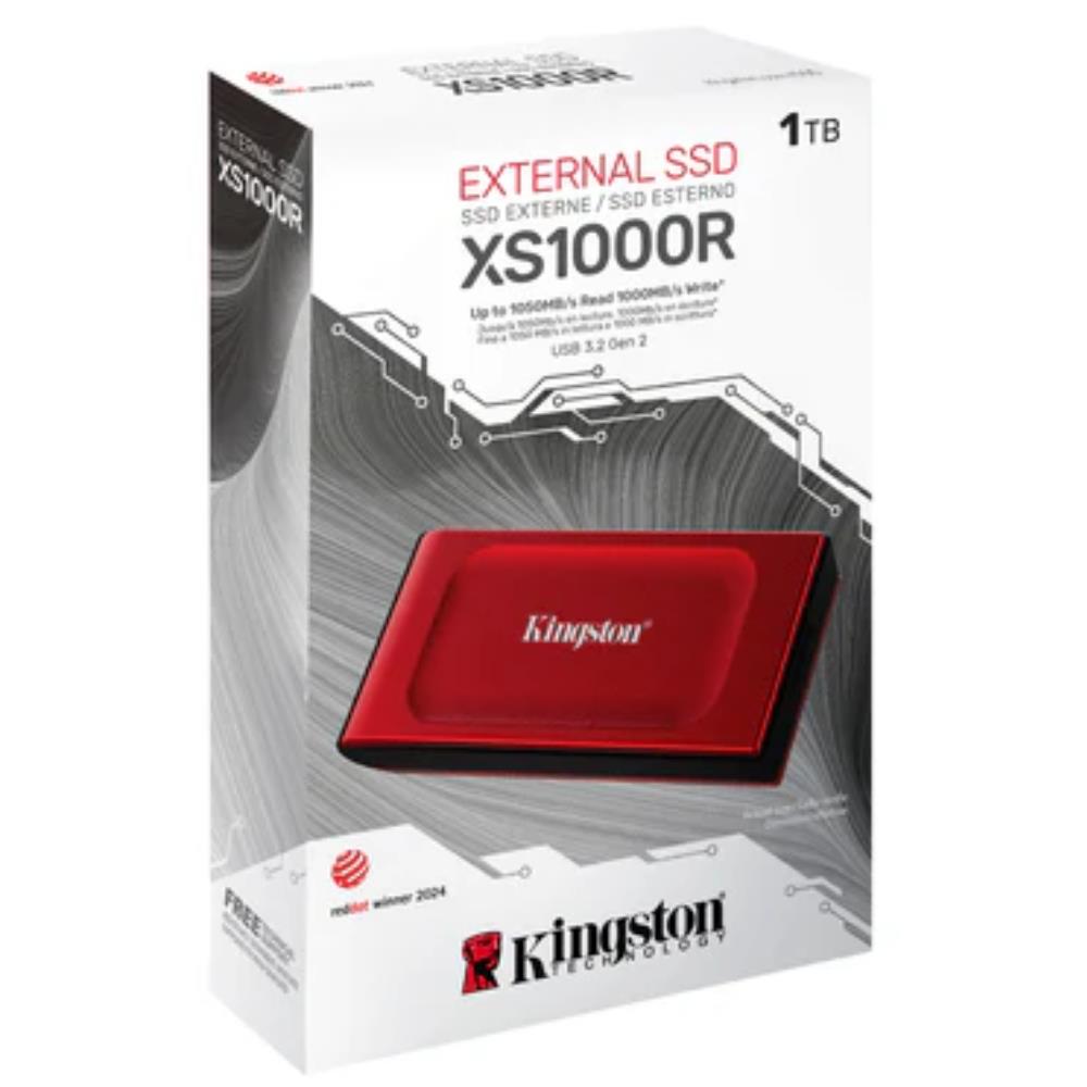 Kingston XS1000R 1TB USB 3.2 Type-C Kırmızı Taşınabilir Harici SSD (1050MB Okuma/1000MB Yazma)