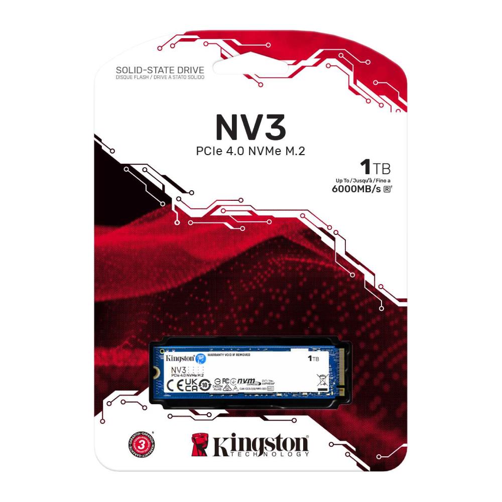 Kingston 1TB NV3 Gen4 NVMe M.2 SSD 6000MB Okuma - 4000MB Yazma