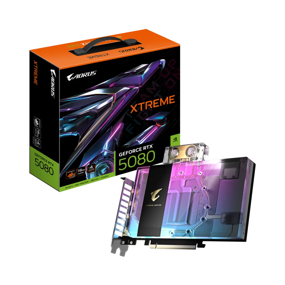 GIGABYTE AORUS GeForce RTX 5080 XTREME WATERFORCE WB 16G GDDR7 DLSS 4 256 Bit Ekran Kartı