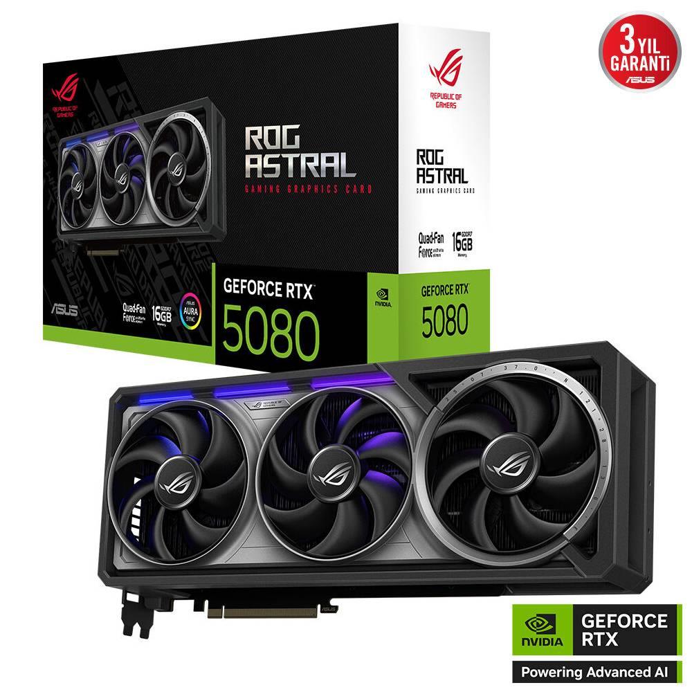 ASUS ROG Astral GeForce RTX 5080 16GB GDDR7 DLSS 4 256 Bit Ekran Kartı
