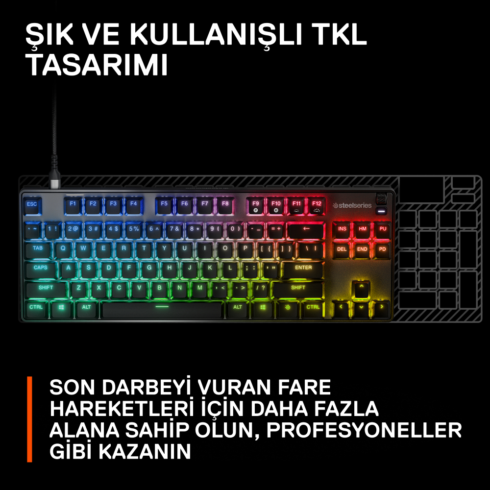 SteelSeries Apex 9 TKL OptiPoint Optical Switch İngilizce (UK) RGB Gaming Klavye