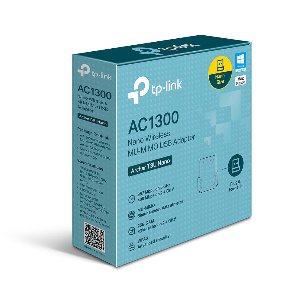 TP-LINK ARCHER T3U NANO AC1300 Nano Kablosuz MU-MIMO USB Adaptör