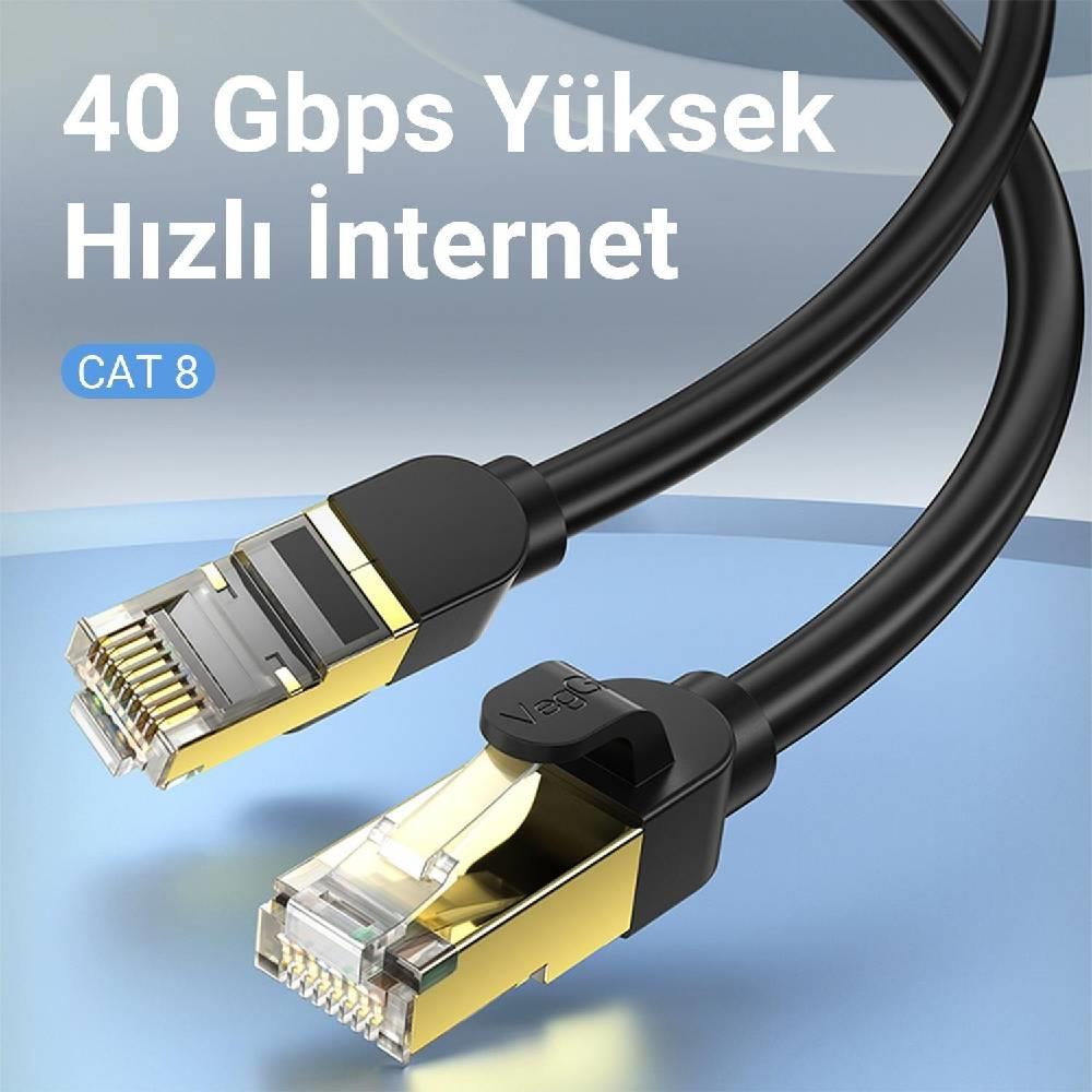 VegGieg CAT8 40Gbps 2000Mhz STP RJ45 Ethernet Kablosu 5 Metre