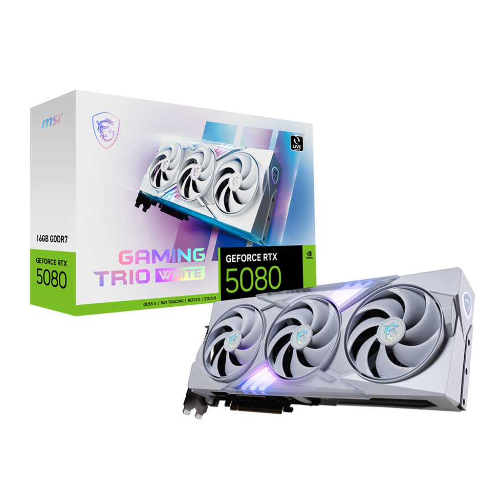 MSI GeForce RTX 5080 16G GAMING TRIO WHITE 16GB GDDR7 DLSS 4 256 Bit Ekran Kartı görsel 1