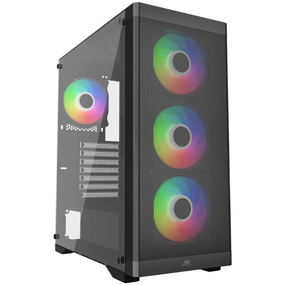 PowerBoost PB-PS5850B 600W 80+ Tempered Glass USB 3.0 Mesh Rainbow ATX Siyah Kasa görsel 1