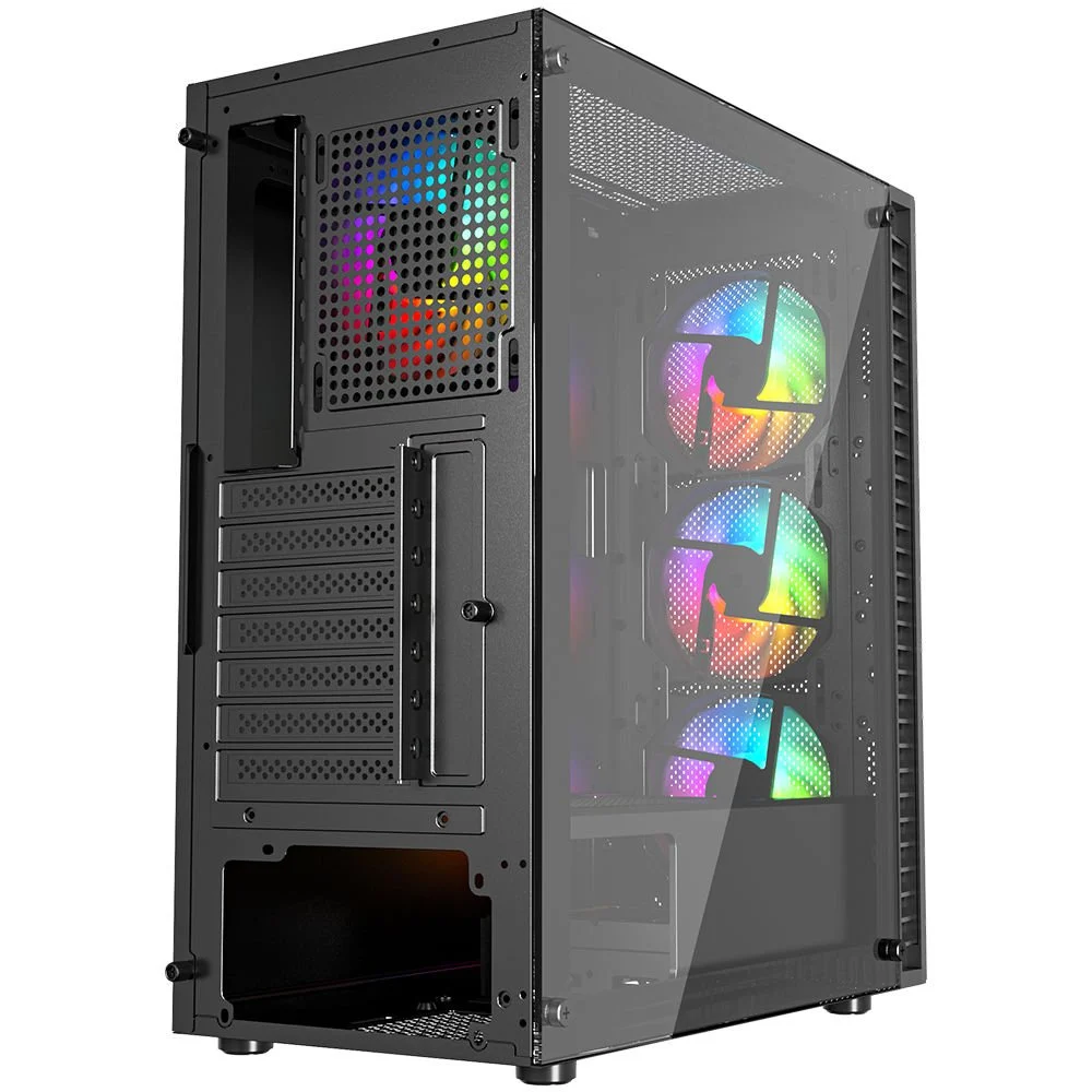 PowerBoost PB-PS6832B 650W 80+ Bronze Tempered Glass USB 3.0 Çıkarılabilir Metal Mesh Rainbow ATX Siyah Kasa