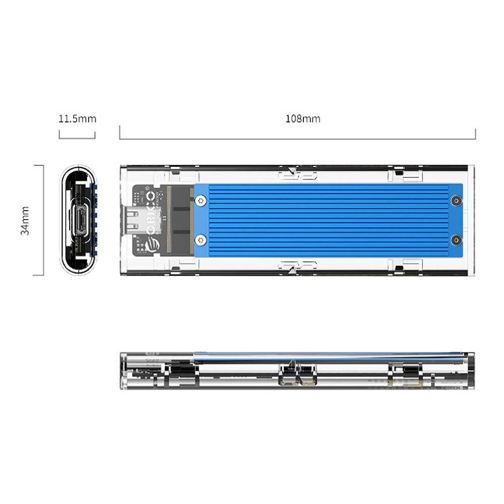 Orico USB3.1 Gen2 Type-C 10Gbps M.2 NVMe SSD Disk Kutusu Mavi