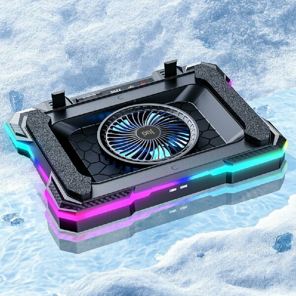 Juo Yeti 2200RPM RGB Işıklı Led Display Gaming Laptop Notebook Soğutucu Stand