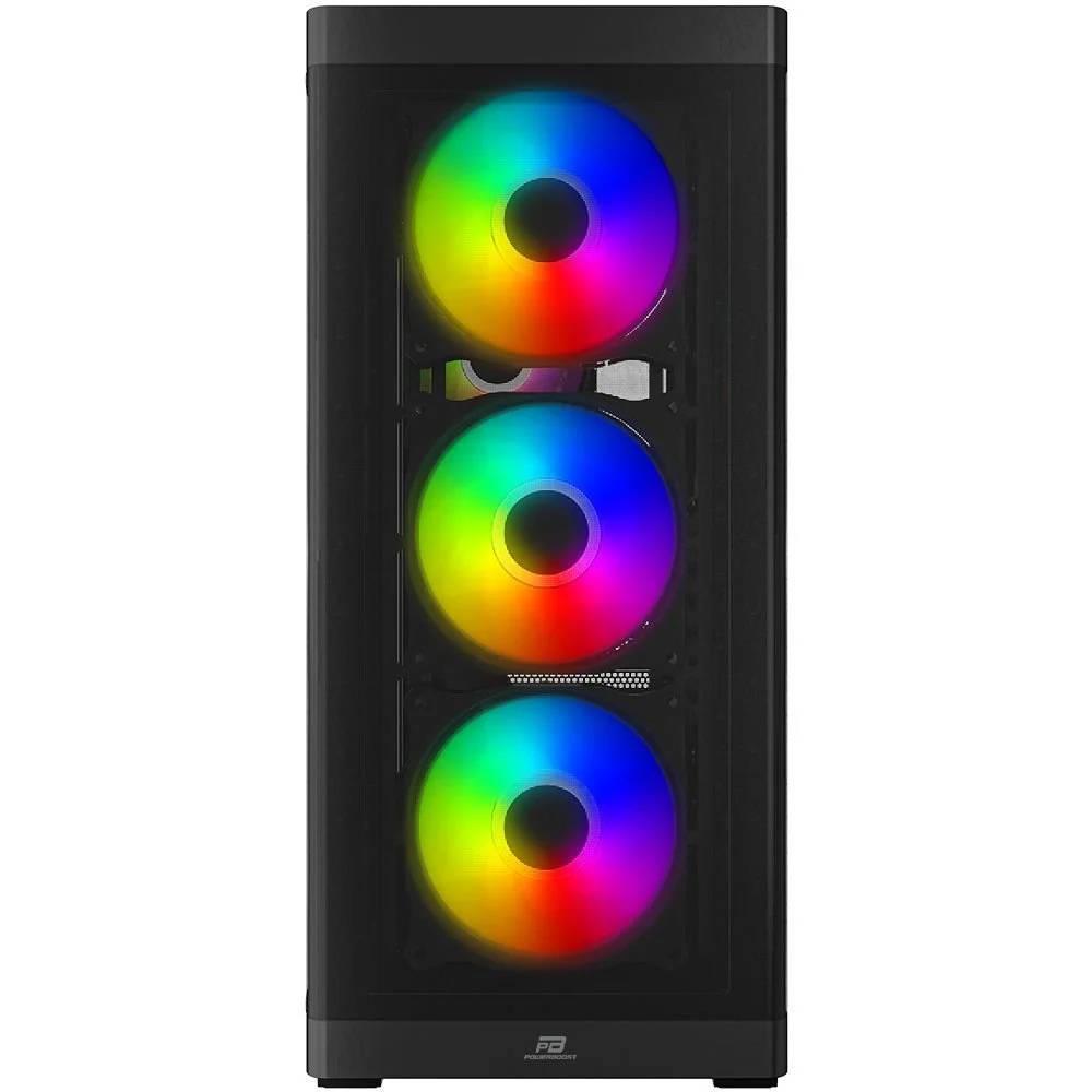 PowerBoost PB-PS5850B 600W 80+ Tempered Glass USB 3.0 Mesh Rainbow ATX Siyah Kasa