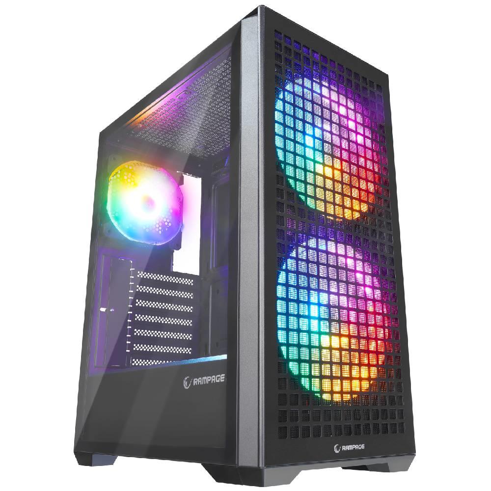 Rampage GYRA V1 Mesh Rainbow Tempered Glass Siyah Mid Tower Gaming Kasa görsel 1
